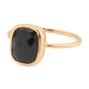 SHIVAM Made In India 14kt Gold Plated Black Onyx Ring